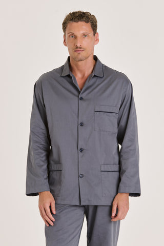 Cotton Twill Pajama Set - Charcoal Gray
