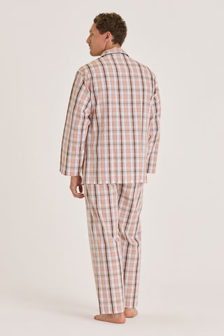 Cotton Pajama Set - Plaid - Oatmeal and Brown