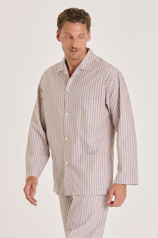 Cotton Pajama Set - Pinstriped - Sand