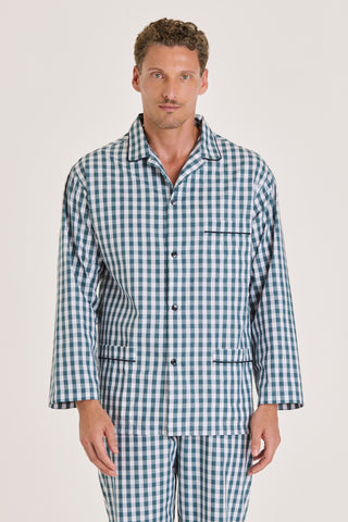 Cotton Pajama Set - Checkered - Petroleum Green