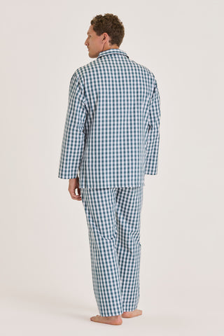 Cotton Pajama Set - Checkered - Petroleum Green