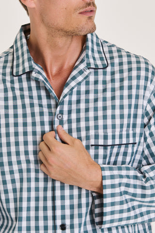 Cotton Pajama Set - Checkered - Petroleum Green