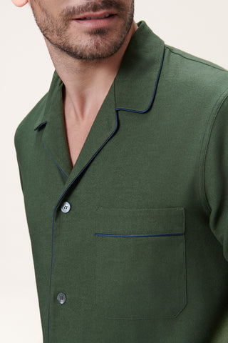 Premium Cotton Flannel Pajama Set - Moss Green
