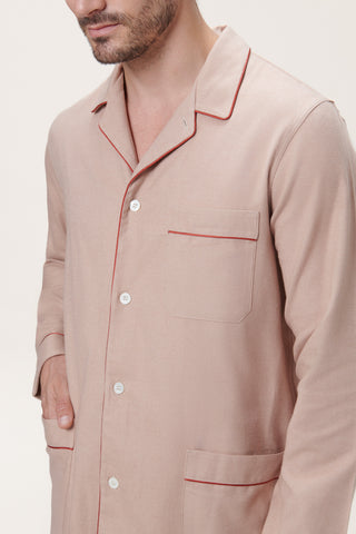 Premium Cotton Flannel Pajama Set - Sand