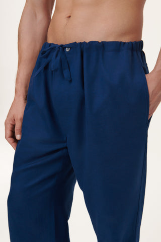 Premium Cotton Flannel Lounge Pants - Navy Blue