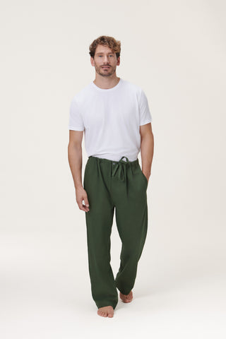 Premium Cotton Flannel Lounge Pants - Moss Green