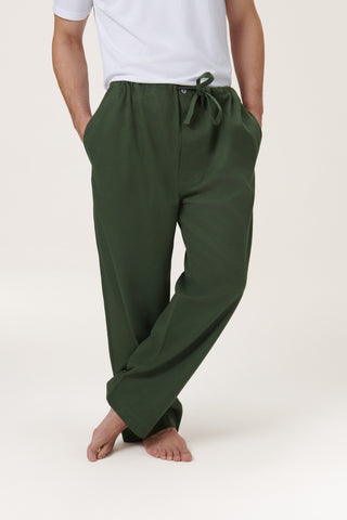Premium Cotton Flannel Lounge Pants - Moss Green