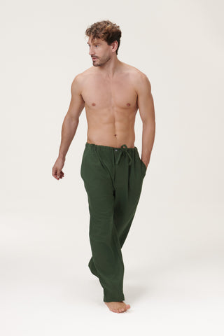Premium Cotton Flannel Lounge Pants - Moss Green