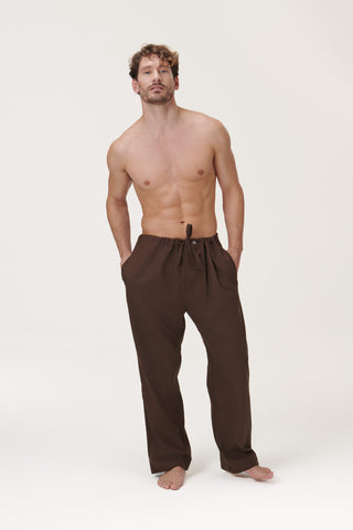 Premium Cotton Flannel Lounge Pants - Chocolate Brown