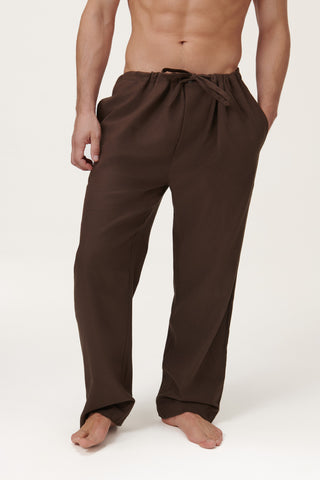 Premium Cotton Flannel Lounge Pants - Chocolate Brown