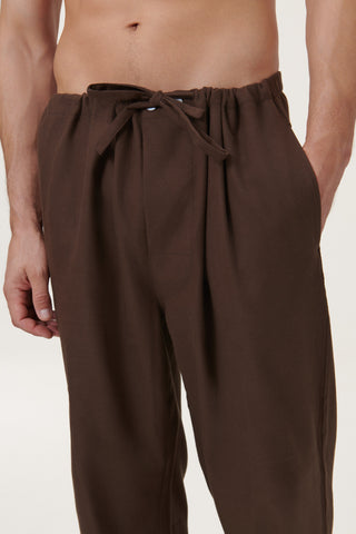 Premium Cotton Flannel Lounge Pants - Chocolate Brown