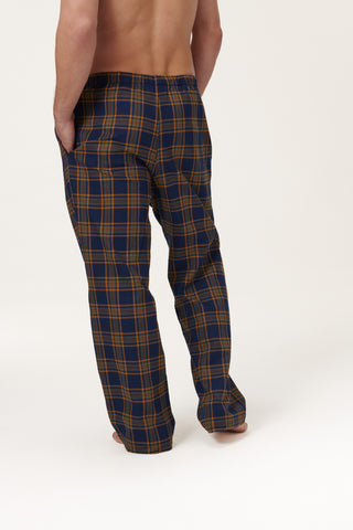 Premium Cotton Flannel Lounge Pants - Plaid - Midnight Blue