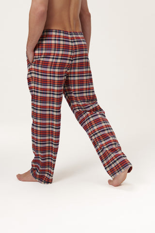 Premium Cotton Flannel Lounge Pants - Plaid - Rust