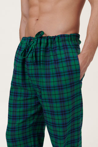 Premium Cotton Flannel Lounge Pants - Plaid - Black Watch