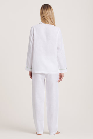 Pure Linen Pajama Set - White