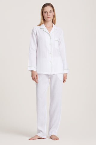 Pure Linen Pajama Set - White