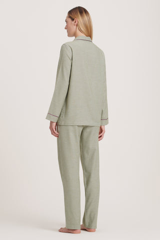 Cotton Flannel Pajama Set - Baby Houndstooth - Olive Green