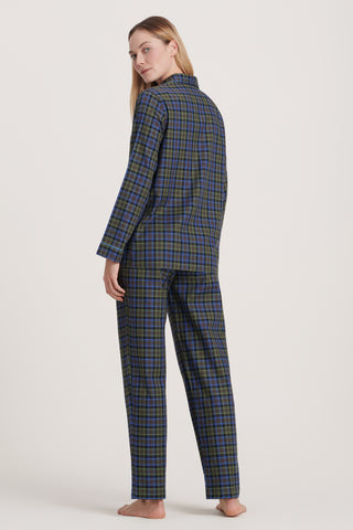 Cotton Pajama Set - Plaid - Brown and Olive Green