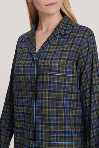 Cotton Pajama Set - Plaid - Brown and Olive Green