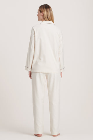 Premium Cotton Flannel Pajama Set - Ivory