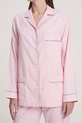 Cotton Flannel Pajama Set - Baby Houndstooth - Rose