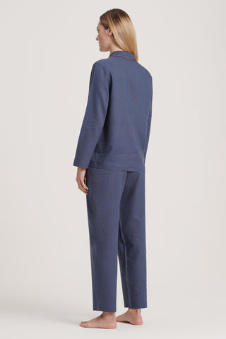 Linen-Bamboo Pajama Set - Navy Blue
