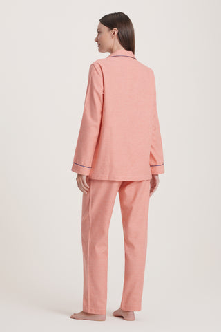 Cotton Flannel Pajama Set - Baby Houndstooth - Tangerine