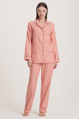 Cotton Flannel Pajama Set - Baby Houndstooth - Tangerine