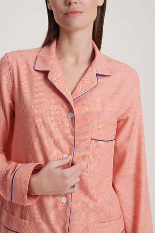 Cotton Flannel Pajama Set - Baby Houndstooth - Tangerine