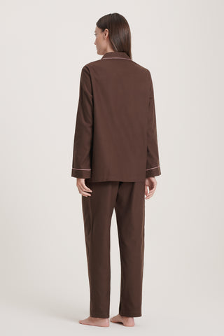 Premium Cotton Flannel Pajama Set - Chocolate Brown