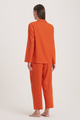 Linen-Bamboo Pajama Set - Lava Orange