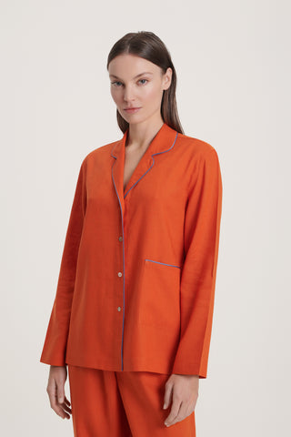 Linen-Bamboo Pajama Set - Lava Orange