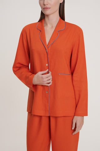 Linen-Bamboo Pajama Set - Lava Orange