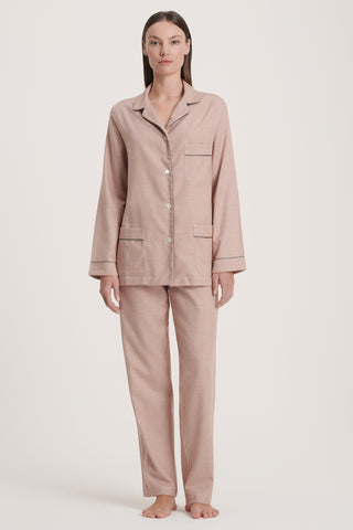 Cotton Flannel Pajama Set - Baby Houndstooth - Taupe