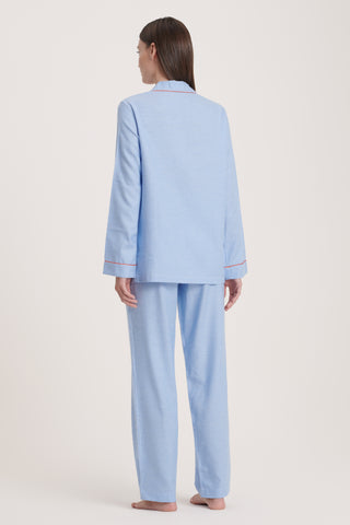 Cotton Flannel Pajama Set - Baby Houndstooth - Sky