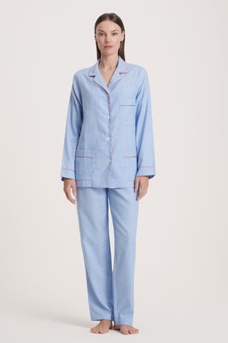 Cotton Flannel Pajama Set - Baby Houndstooth - Sky