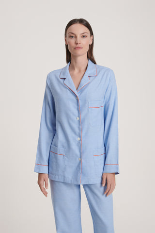 Cotton Flannel Pajama Set - Baby Houndstooth - Sky