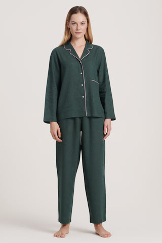 Linen-Bamboo Pajama Set - Forest Green