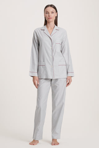 Soft Cotton Pajama Set - Striped - Ash Gray