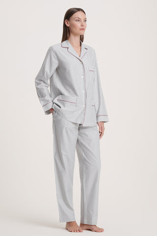 Soft Cotton Pajama Set - Striped - Ash Gray