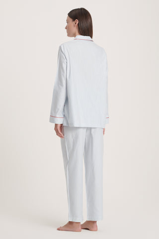 Soft Cotton Pajama Set - Striped - Sky