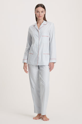 Soft Cotton Pajama Set - Striped - Sky