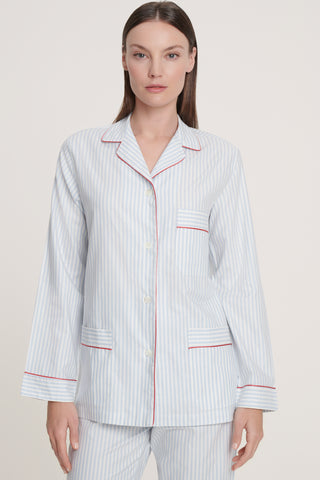 Soft Cotton Pajama Set - Striped - Sky