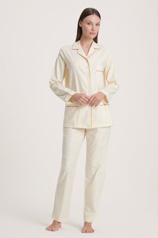 Soft Cotton Pajama Set - Striped - Limoncello Yellow