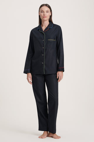 Rainbow Cotton Pajama Set - Jet Black