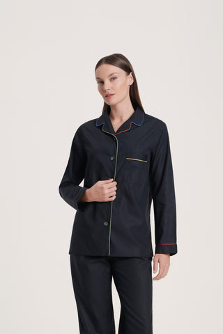 Rainbow Cotton Pajama Set - Jet Black