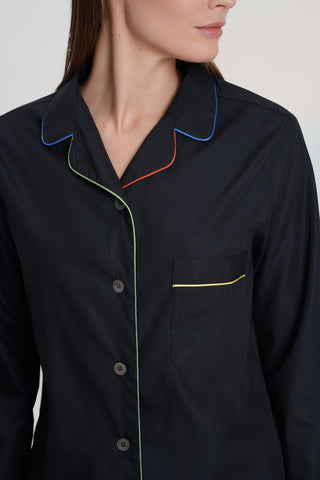 Rainbow Cotton Pajama Set - Jet Black