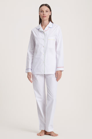 Rainbow Cotton Pajama Set - Pure White