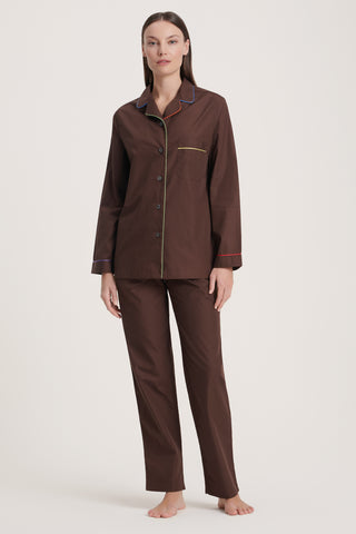 Rainbow Cotton Pajama Set - Chocolate Brown