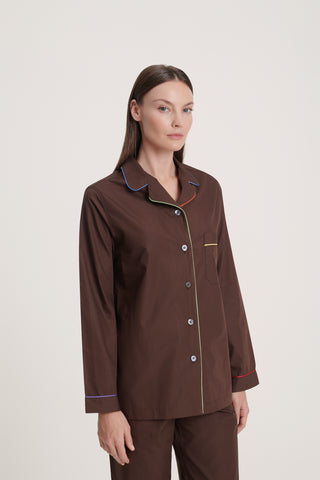 Rainbow Cotton Pajama Set - Chocolate Brown